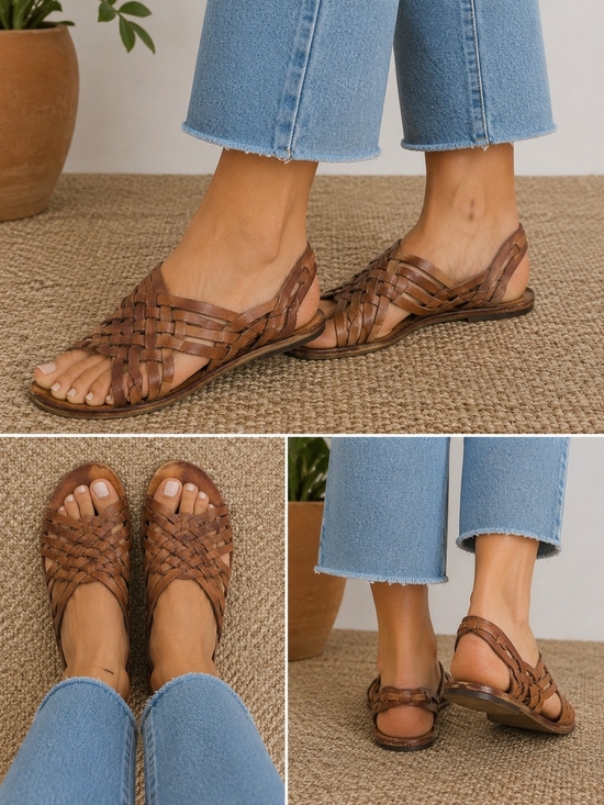 Tory Burch Shoes - Tory Burch Woven Leather Sandals Brown.